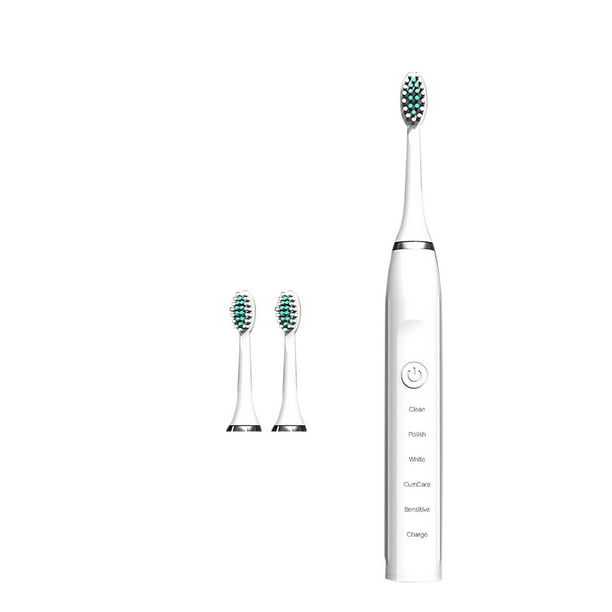 Cabezas de Cepillo de Dientes de Repuesto Potente Cepillo de Temporizador para Adultos 5 Modo, Cargador Usb Cepillos de Dientes Recargables con 3 Cabezas Suaves, Ipx7 Impermeable 60 Días de Uso, Bater