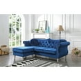 thumbnail image 5 of Passion Furniture Hollywood 81 in. Navy Blue Velvet Chesterfield Sectional Sofa with 2-Throw Pillow, 5 of 5