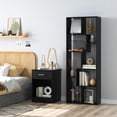 thumbnail image 2 of S-HOME Modern Asymmetrical Display Shelf In Synthetic Wood 5-Tier Vertical Bookcase For Compact Spaces, Black, 2 of 5