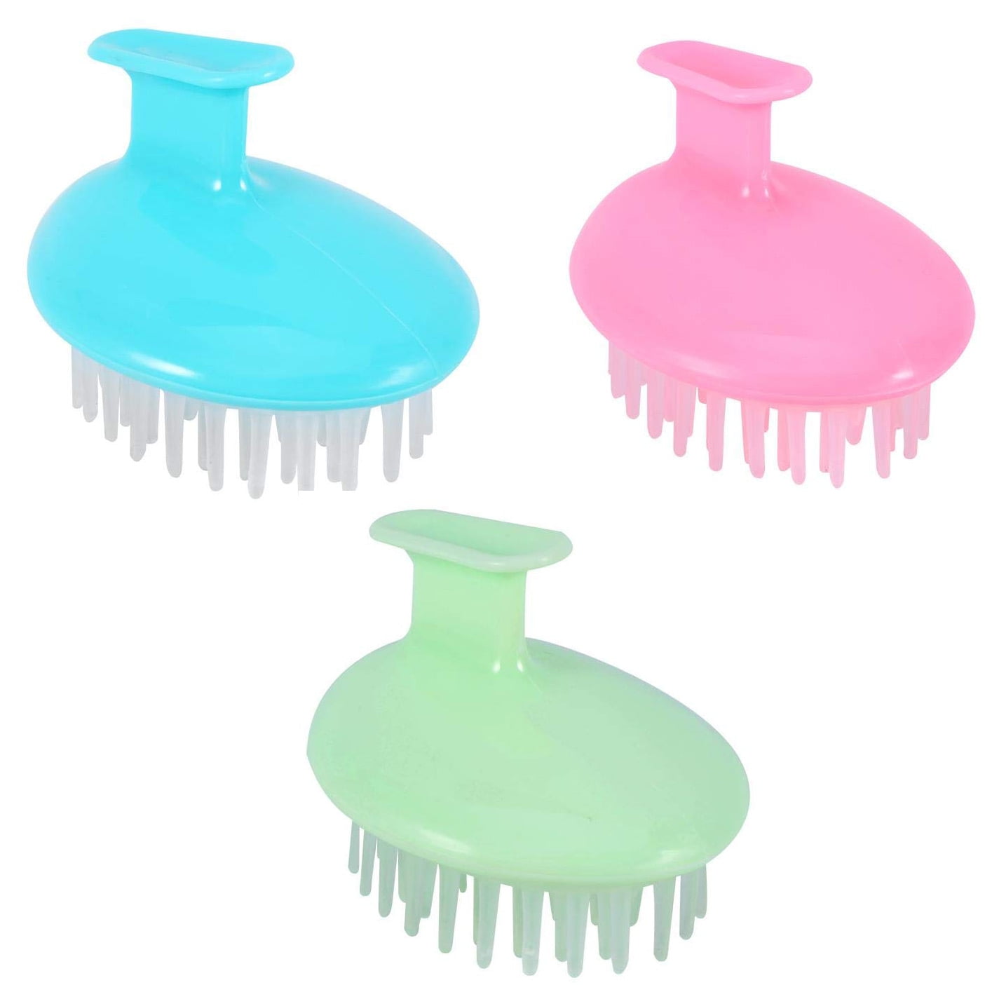 TekDeals 3x Shampoo Shower Brush Head Hair Scalp Massager Brush Soft Silicone Comb