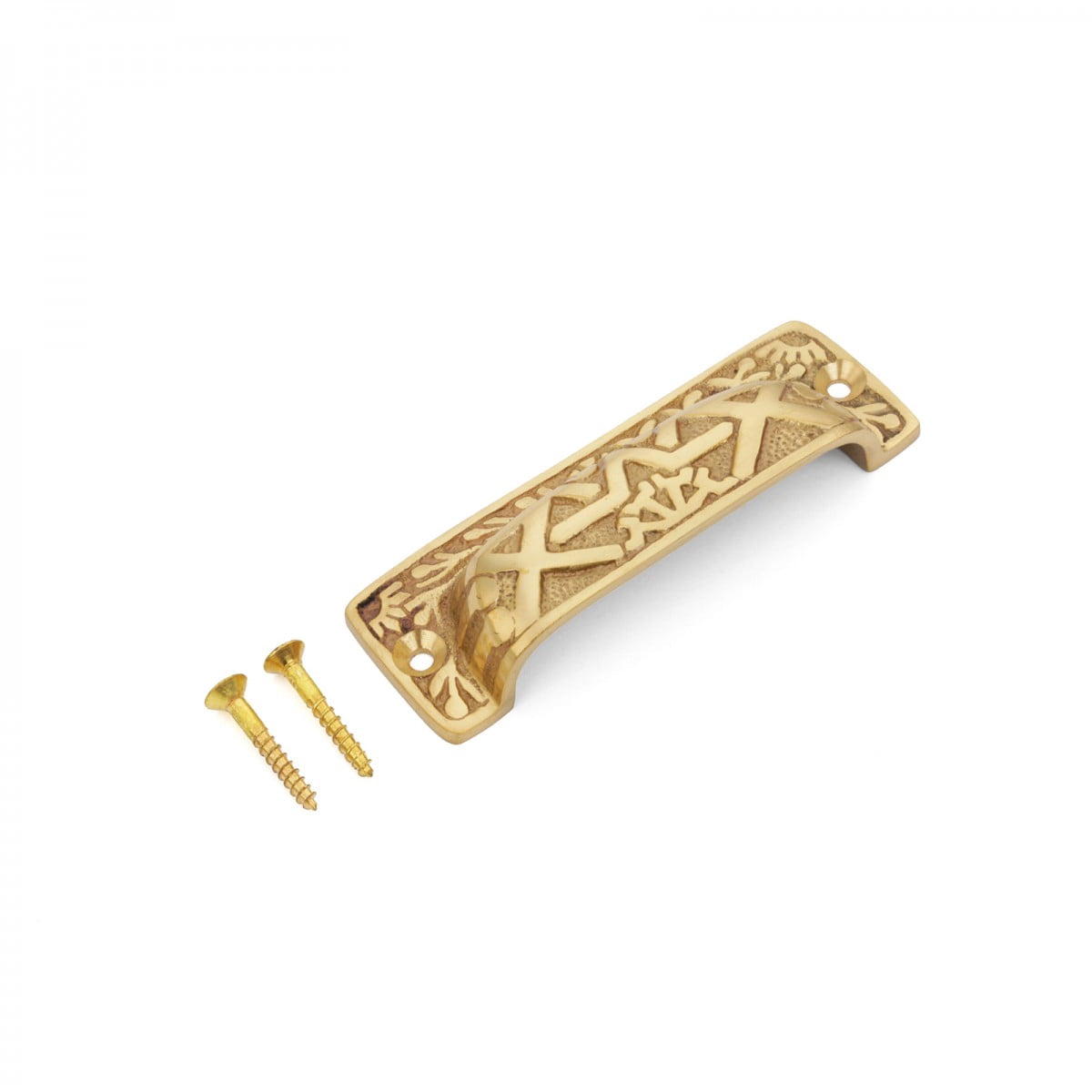 Renovators Supply Cabinet Pulls 3 3/4" Antique Brass Azteca Style Drawer Cup Bin Pulls w/Screws Pack of 3