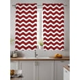 thumbnail image 2 of Red White Curtains 54 Inch Length, Sheer Curtains for Bedroom Living Room Window Modern Abstract Waves Water Ripple Striped Rod Pocket Voile Drapes Kitchen Curtains Small Half Window 52"x54" 2 Panels, 2 of 6