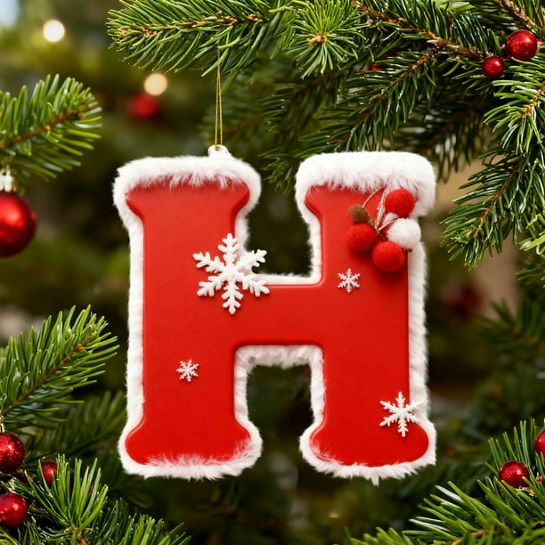 Decoraciones de Árbol de Navidad 26 Letras Personalizadas Colgante Colgante Ornamentos para Árbol de Navidad Árbol de Navidad Ornamentos