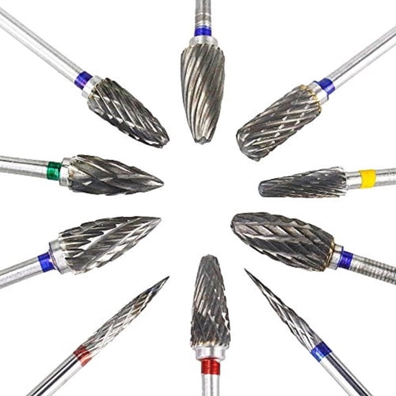 Airgoesin Cutting Burs Drill Bits Tungsten Carbide High Precision 2.35mm Shank Diameter 10 Pack
