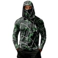 thumbnail image 2 of Men Hooded Long Sleeve Sun Protection Jacket Camouflage Print Lightweight Pullover Outdoor Casual Top with Zipper Pocket, 2 of 7