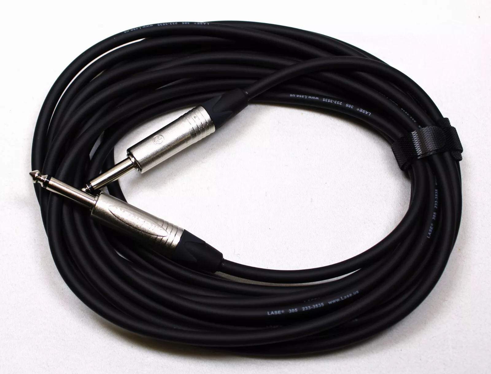 LASE 20 Ft Instrument Cable w/ 2 NEUTRIK NP2X Mono 1/4" Cable Mount Jack Nickel