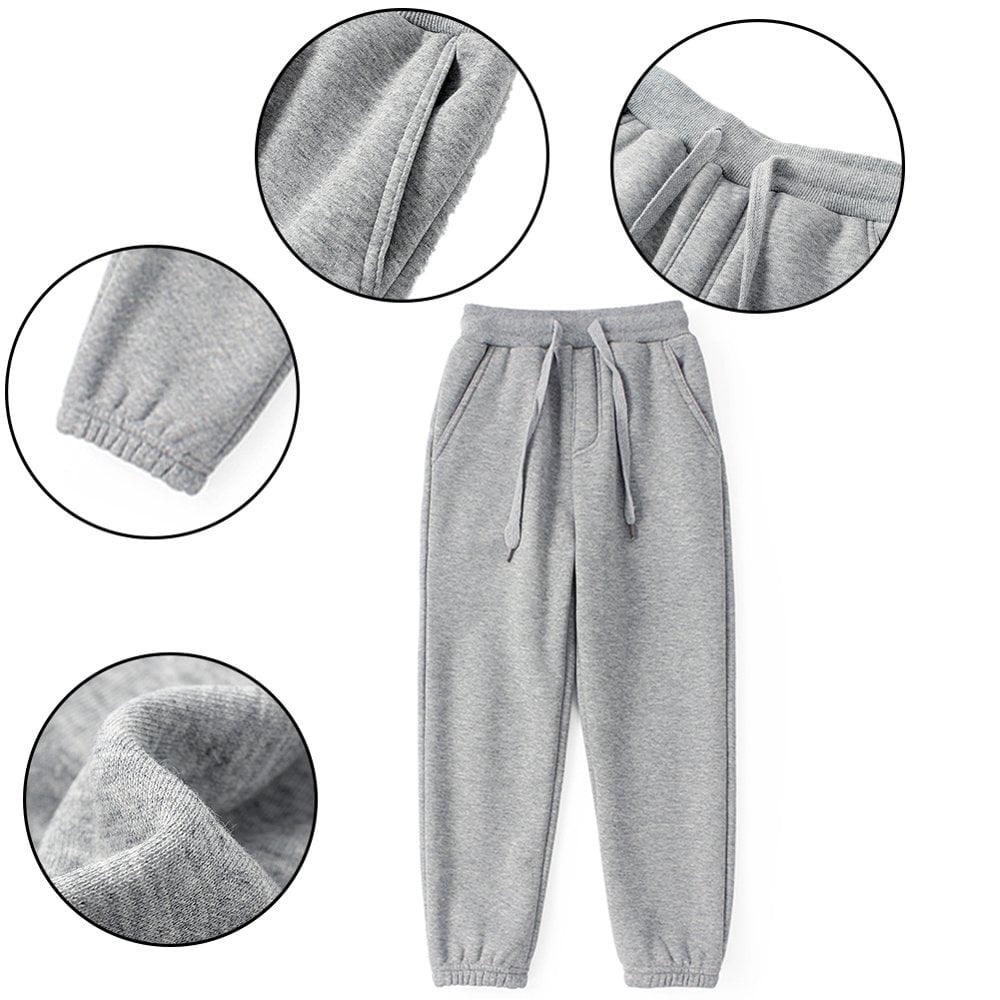 Enfants Filles Garcons Chaud Pantalons de Survetement Enfant en Bas Age Elastique Taille Molleton Double Pantalons de Jogging Adolescent Unisexe en Vrac Pantalons Automne Hiver Pantalons de Survetemen...