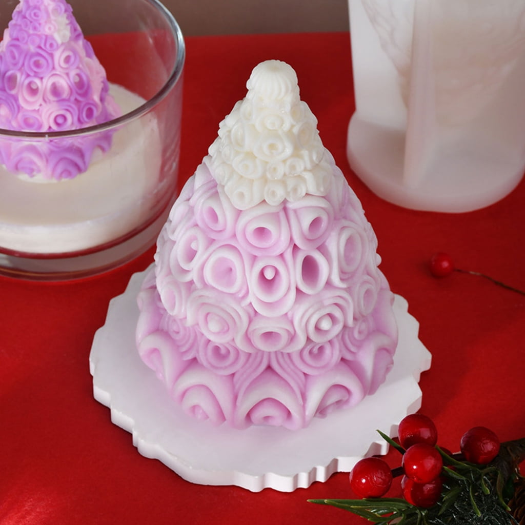 3D Christmas Tree Candle Silicone Mold Handmade Gypsum Mould Table Ornaments DIY Christmas Decorations Holiday Party