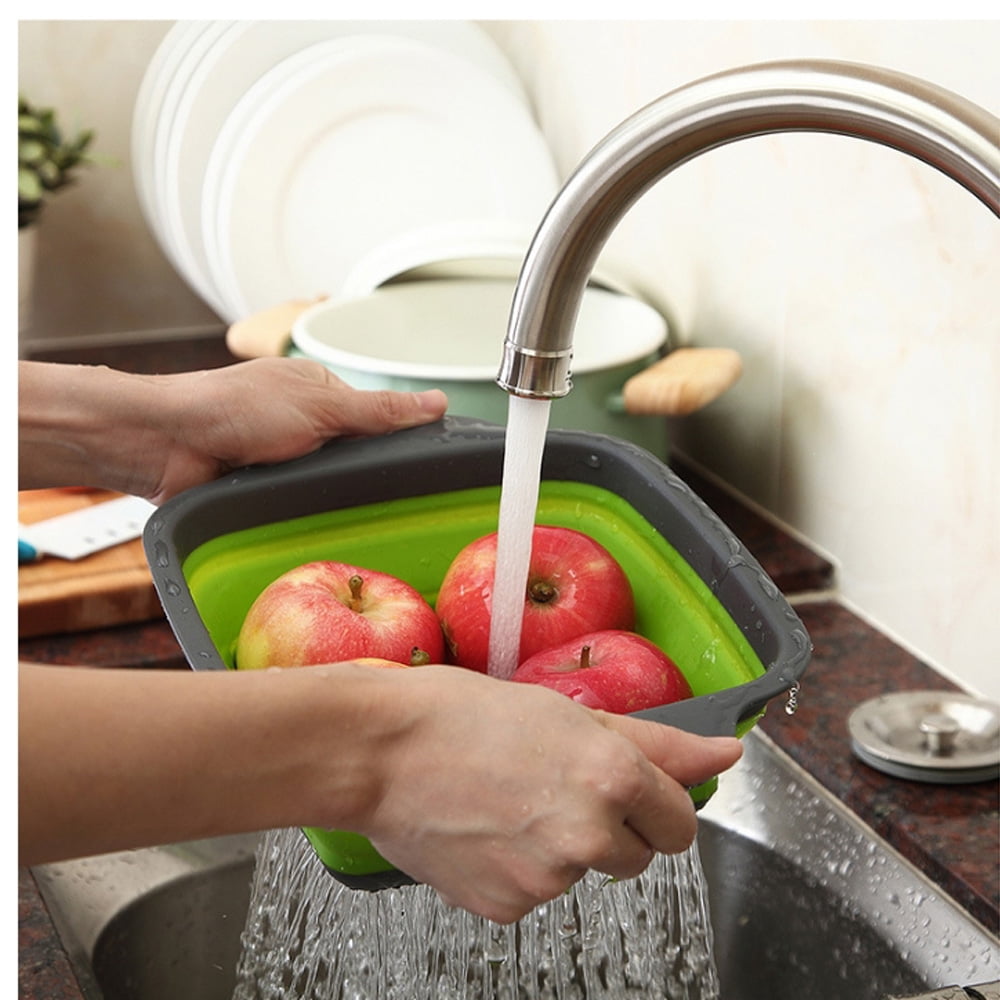 Details about   Collapsible Colander Silicone Strainer Over The Sink Veggies/Fruit Pasta Set Of 