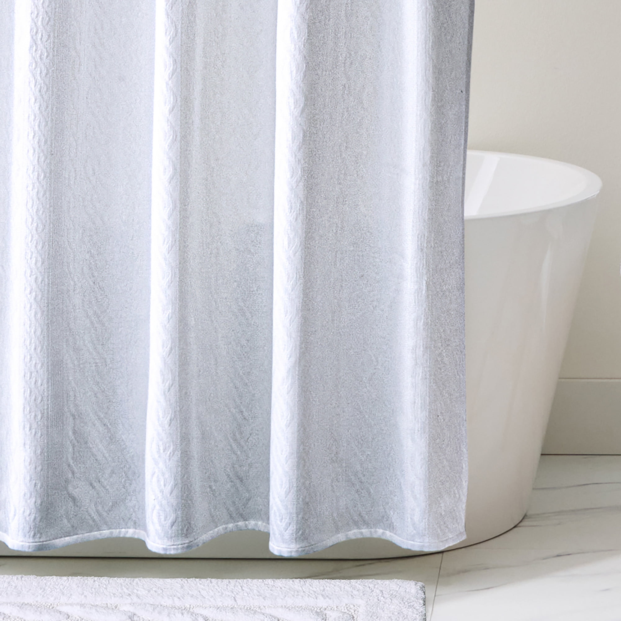 Better Homes & Gardens Winter Seasonal Christmas Cable Knit Shower Curtain Arctic White BCI 100% Cotton, 72 W x 72 L, 1 Piece