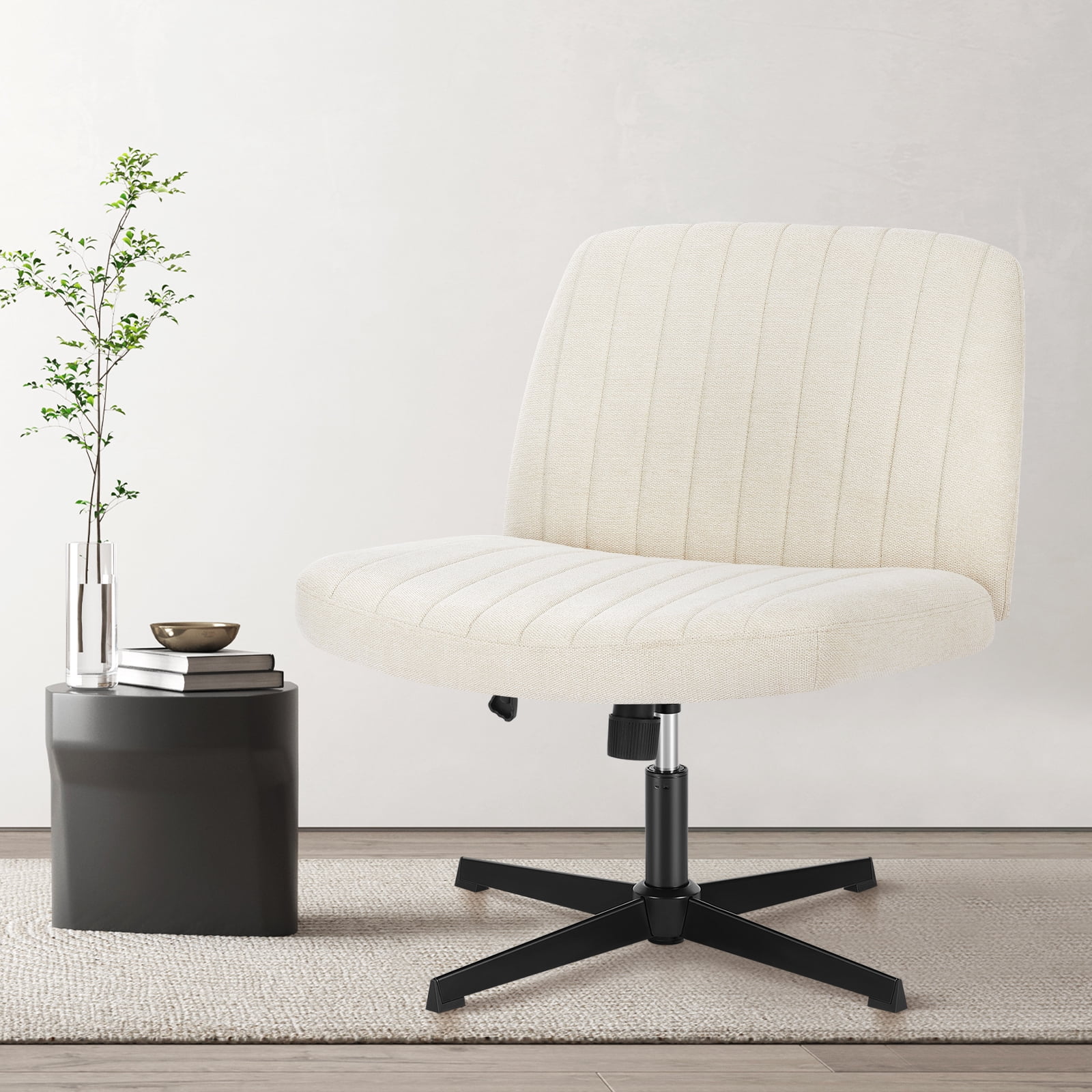 MCQ Criss Cross Chair Legged Office Wide Comfy Desk Seat, Armless Computer Task Seating