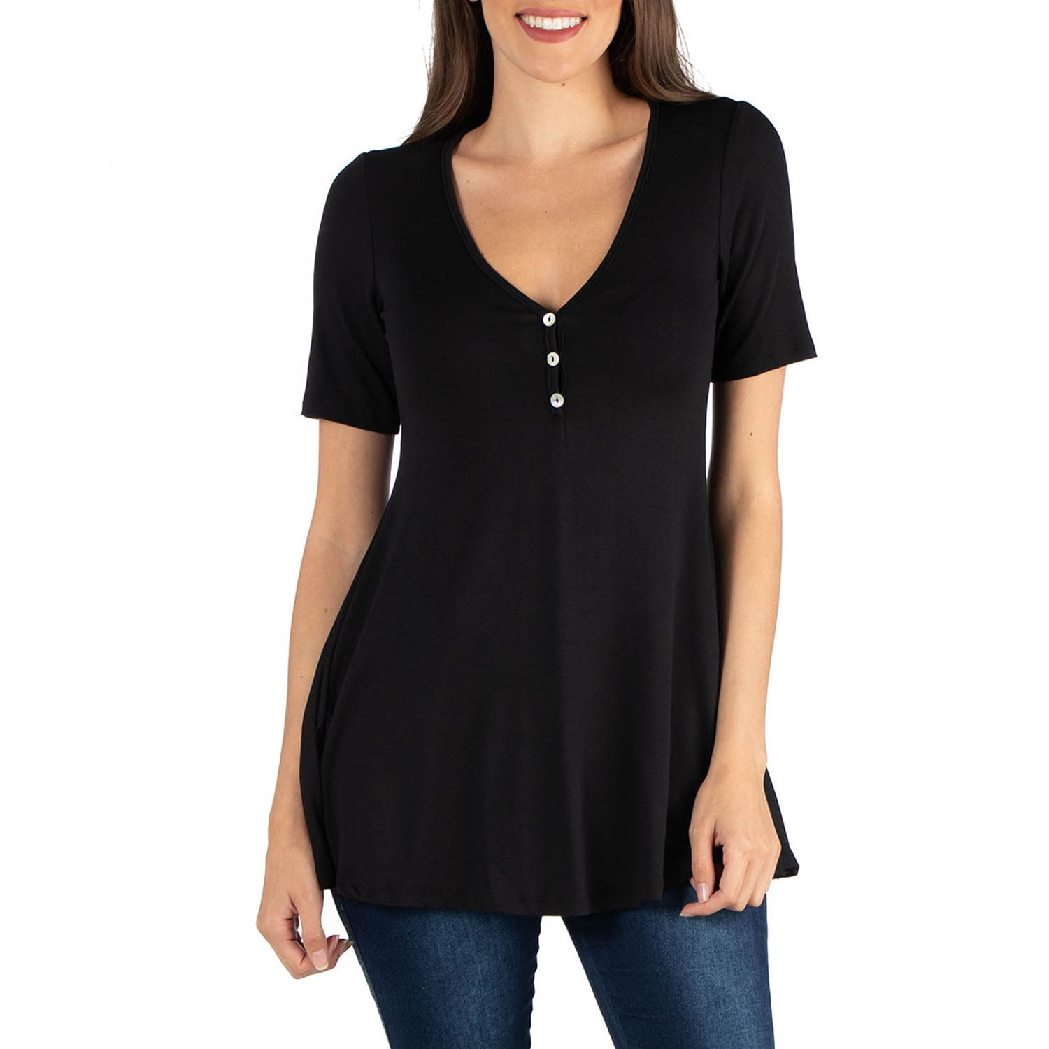 black short sleeve tunic top