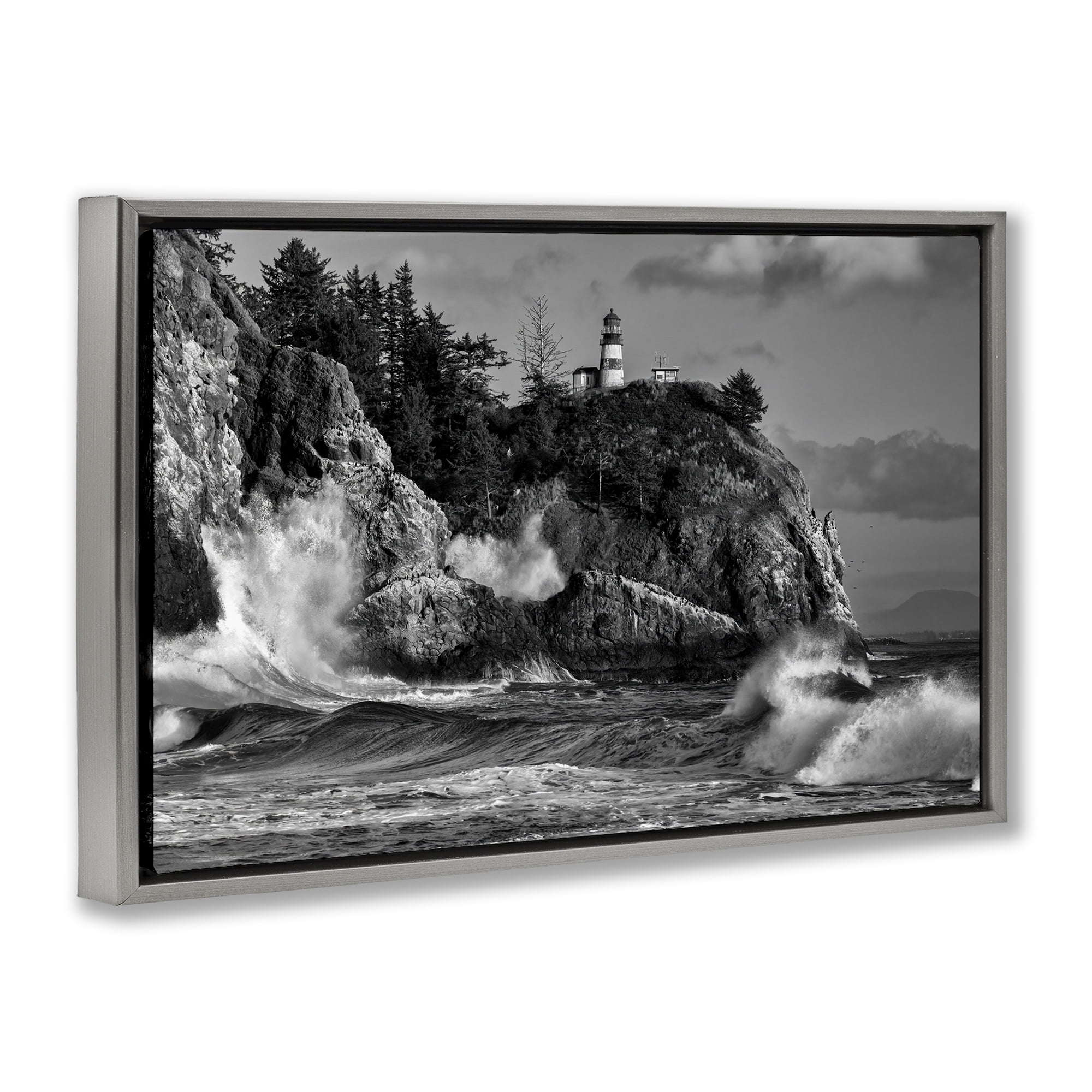 Stupell Industries Rising Tide at Cape Gray Framed Floater Canvas Wall Art, design by Rick Berk