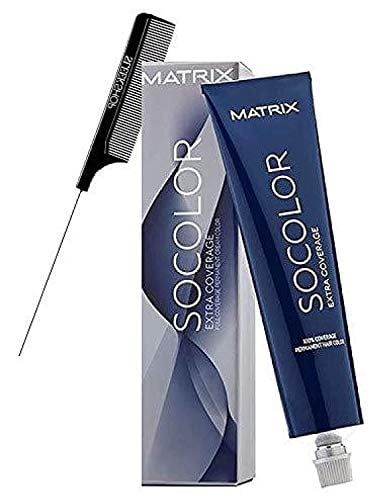 Matrix Original SoColor EXTRA COVERAGE, Full 100% Grey Coverage Permanent  Cream Hair Color (w/Sleek Rat Tail Comb) So Color Gray Haircolor Dye (504N  - Dark Brown Neutral Extra Coverage) 