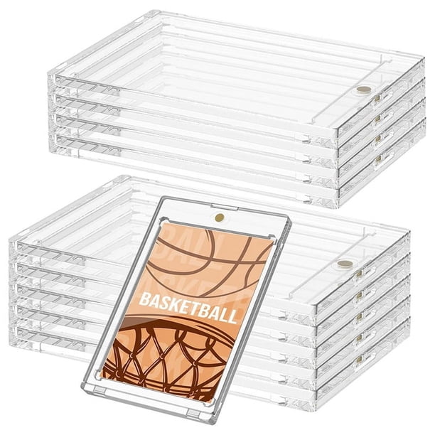 10 Piezas de 130 Pt Portatarjetas Magnético Acrílico 4.33x2.87 Pulgadas Portatarjetas Transparente para Guardar y Exhibir Tarjetas Deportivas de Béisbol