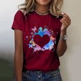 thumbnail image 2 of Gibobby Playera de Manga Corta con Cuello Redondo Mujeres Casual Top Camisas Corazón Impreso Camiseta Manga Corta Suelta Temperamento Camiseta O-cuello Top Camisa(Vino,G), 2 of 5