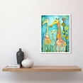 thumbnail image 2 of Folk Art Giraffes Fun Cute Kids Bedroom Painting Art Print Framed Poster Wall Decor 12x16 inch, 2 of 5