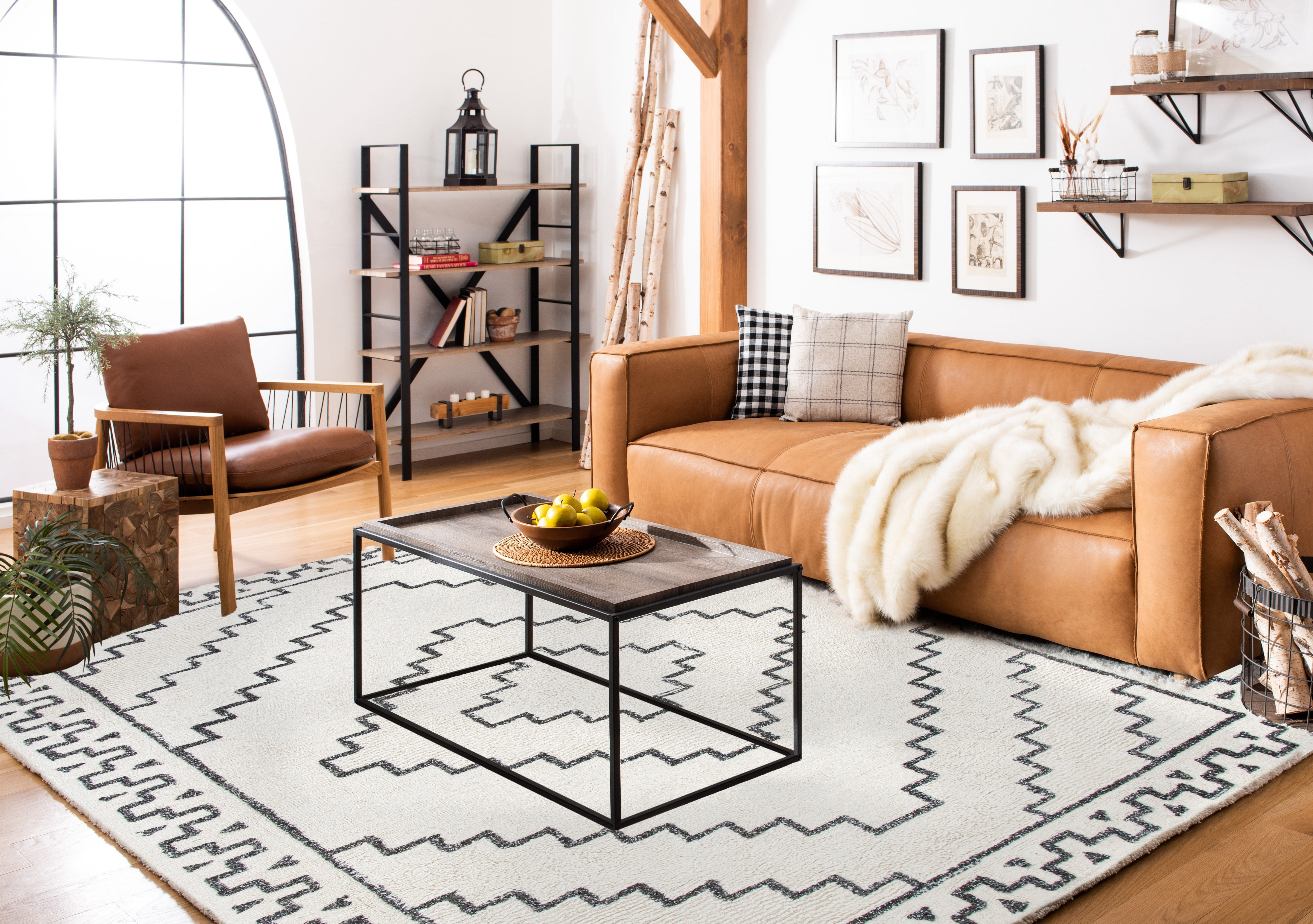 SAFAVIEH Casablanca Lidija Geometric Area Rug, Ivory/Black, 8' x 10'