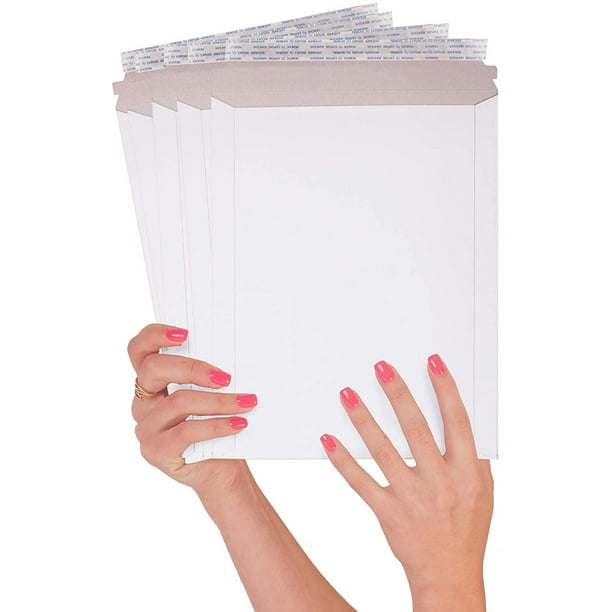 25 Pack Rigid 9 x 11.5 Paperboard mailers. Stay Flat envelopes. White