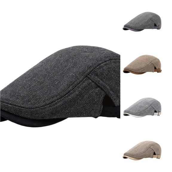 XIAOCHA Mens Adjustable Newsboy Cap Solid Breathable Newsboy Caps Daily Outdoor Beret Cap,Black
