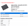 thumbnail image 2 of Cabin Air Filter - Compatible with 2022 - 2024 Ford Maverick 2023, 2 of 2