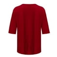 thumbnail image 5 of Charella Half Sleeve Tops for Women Loose Fit Crewneck Shirts 2025 Solid Color Womens Blouse,Wine,L, 5 of 5