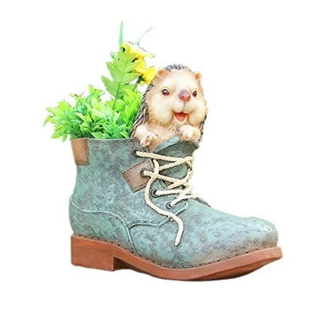 SINTECHNO SNF14187 Cute Porcupine Sculpture Nested in Shoe Flower Pot