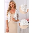 thumbnail image 2 of DARING DIVA Women's Lace Shrug Ruffle Cardigan Open Front Half Sleeve Bolero XL White, 2 of 6
