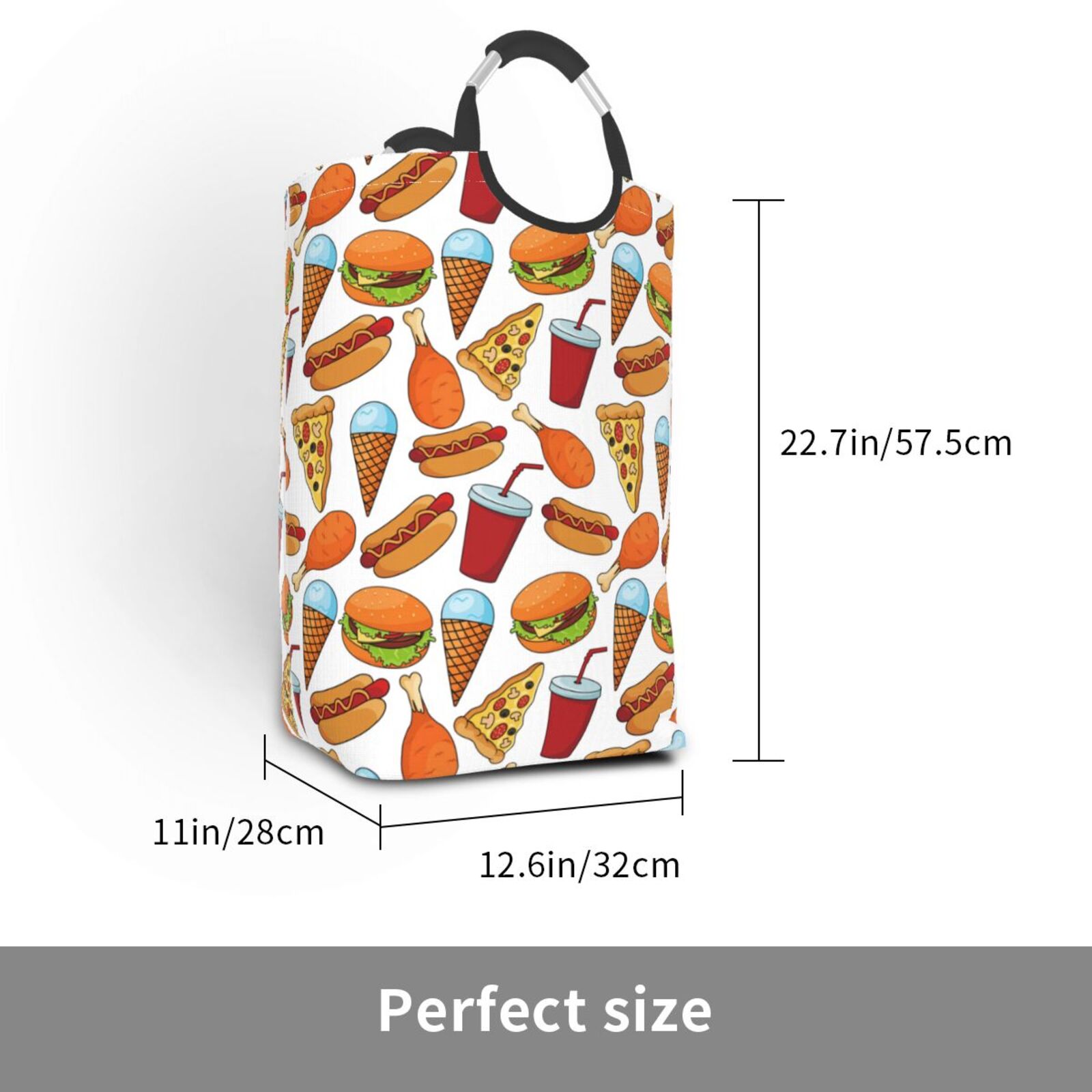 Picia Hot Dog Burger Laundry Basket With Handles Laundry Hamper Toys Storage Organizer Foldable Bucket Washing Bin Dirty Clothes Bag For Home Bathroom Bedroom Dorm