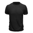 thumbnail image 4 of Jinhomg Vintage Mens T Shirts Dressy Casual Solid Color Waffle Tees Lightweight Comfy Short Sleeve Crew Neck Pullover 2025 Spring Summer Tops Sales Today Black L, 4 of 7