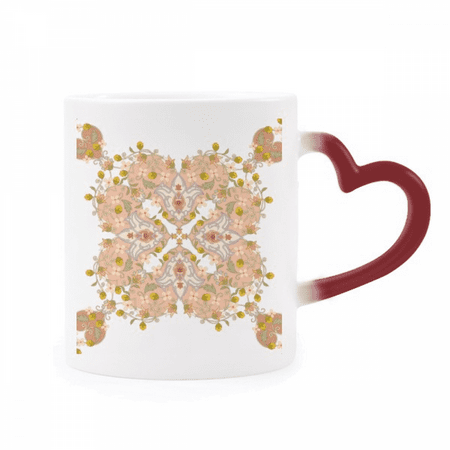 

repeat flower illustration heat sensitive mug red color changing stoneware cup