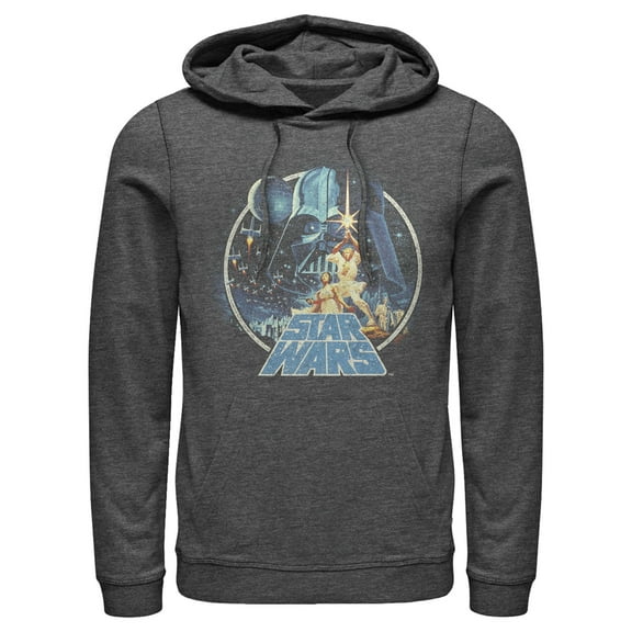 Men's Star Wars Classic Scene Circle Pull Over Hoodie Charcoal Heather 3X Large
