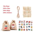 thumbnail image 2 of Conjunto de 24 bolsas de calendario de adviento de Feliz Navidad, pegatinas de papel con número, 24 días de Navidad, adornos navideños DIY con Clips, 2 of 4