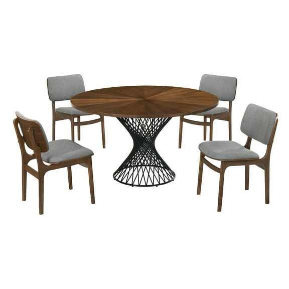 Cirque Lima 5 Piece Walnut Dining Set