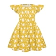 thumbnail image 4 of YOUYEDIAN Easter Midi Dresses for Girls Teen Summer Cute Flutter Sleeve Princess Dress Crew Neck Buuny Rabbit Print Dresses (Yellow, 8-9 Years), 4 of 5