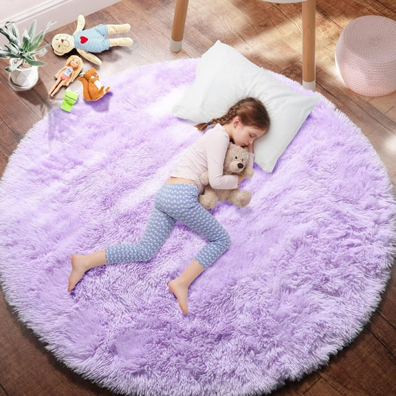 Sanmadrola Super Soft Fluffy Indoor Area Rugs 4x4 Feet, Fuzzy Rugs for Bedroom Living Room, Shaggy for Nursery Baby Room Kids Rugs, Furry Rug Shag Carpet for Boys Girls Dorm Room