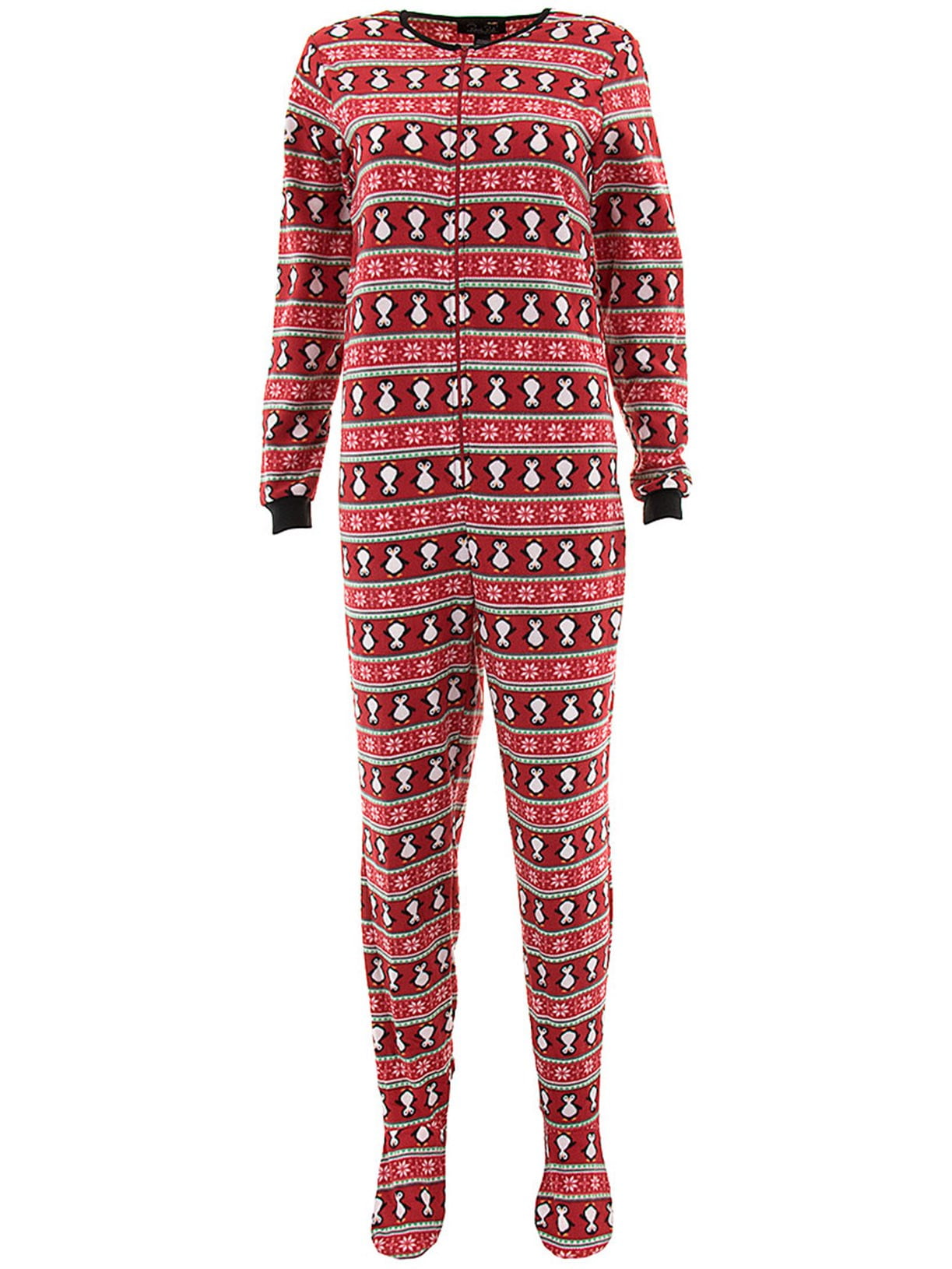 Rene Rofe Women's Red Penguin Fair Isle Micro Fleece Pajama Pants 