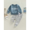 thumbnail image 2 of Cenuakty Boys Girls Pants Suit, Long Sleeve Round Neck Letters Print Tops + Casual Drawstring Pants, 2 of 9