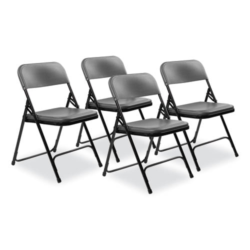800 Series Plastic Folding Chair, Supports Up to 500 lb, 18" Seat Height, Charcoal Seat, Charcoal Ba | Bundle of 2