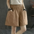thumbnail image 3 of Yokua Women Unisex Hiking Cargo Pants Bermuda Streetwear Casual Elastic Waist Shorts, 3 of 10