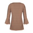 thumbnail image 5 of RXIRUCGD Blouse T-Shirt Décontractée à Manches Courtes Imprimée Mode Rayée pour Femmes, Marron, Taille : L, 5 of 5