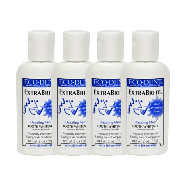 EcoDent ExtraBrite Tooth Powder, Fluoride Free, Dazzling Mint 2 oz ( 4