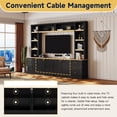 thumbnail image 3 of 102.3"W Farmhouse 4-Piece Entertainment Center Wall Unit with Bookshelves, Modern Large TV Stand with 6 Drawers for TVs Up to 75", Rustic Media Console with Adjustable Shelves for Living Room, Black, 3 of 7