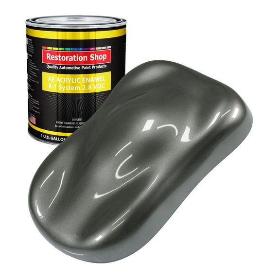Restoration Shop Dark Charcoal Metallic Acrylic Enamel Auto Paint - Gallon Paint Color Only - Single Stage High Gloss