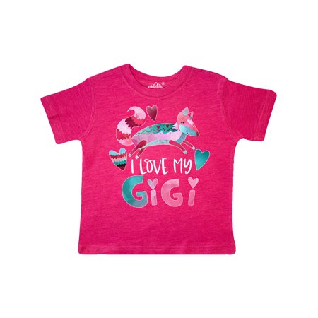 

Inktastic I Love My Gigi Pink and Blue Fox with Hearts Gift Toddler Boy or Toddler Girl T-Shirt