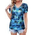 thumbnail image 3 of ZXSXSY Womens Hawaiian Shirt Floral Print V Neck Short Sleeve Tops, 3 of 8
