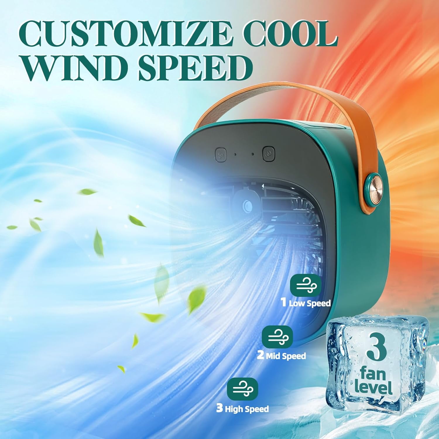 Air Fan Portable, Rechargeable Personal Air Cooler, Quiet Mini Air Conditioner Fan with 3 Speeds, Desk Cooling Fan for Bedroom, Car, Home, Camping, Travel, and Office