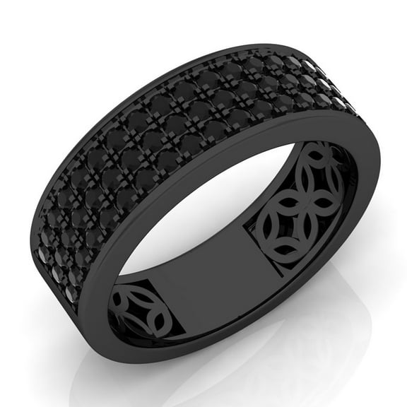 Dazzlingrock Collection 1.25 Carat (ctw) Black Plated Sterling Silver Black Diamond Men's Wedding Band 1 1/4 CT, Size 9.5