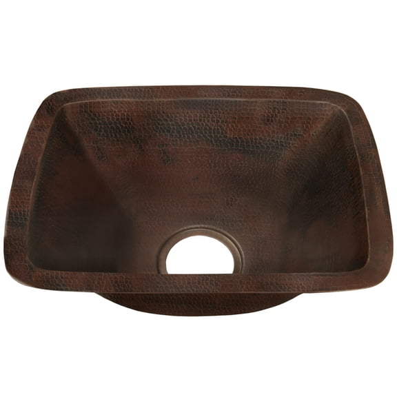Miseno MC-NA200 Rectangular 12" Drop-In or Undermount Bar Sink; Antique Copper