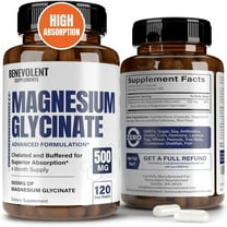 Benevolent Nourishment 500mg Magnesium Glycinate Capsules with High Absorption, 120 Count